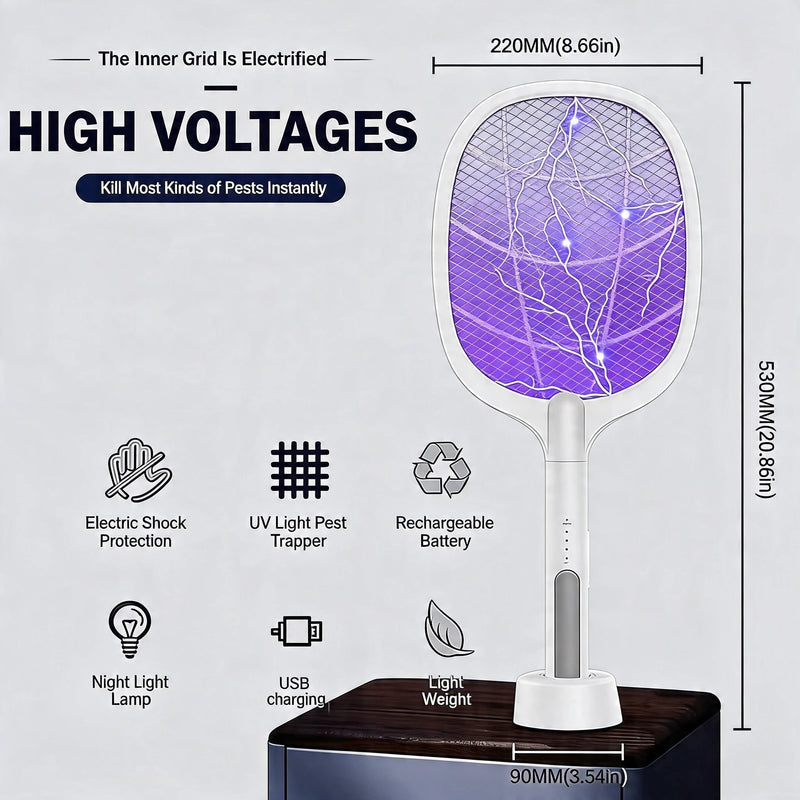 2-in-1 Rechargeable Electric Mosquito Killer Racket